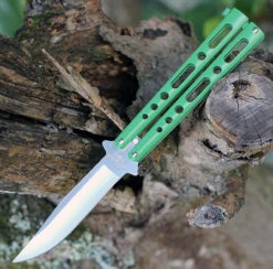 Bear & Son Butterfly Knife - Green (4" Satin Clip Point) 117GR