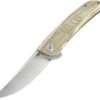 Bestech Knives Swift Linerlock G30C1, 3.5" D2 Satin Plain Blade, Beige Micarta Handle
