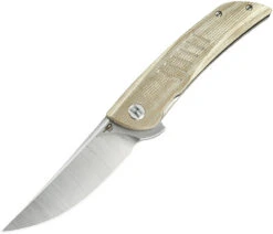 Bestech Knives Swift Linerlock G30C1, 3.5" D2 Satin Plain Blade, Beige Micarta Handle