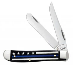 Case 6568 Thin Blue Line - Smooth Natural Bone Color Wash Mini Trapper