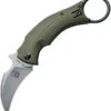 Bastinelli Creations Black Bird Folding Knife BAS210G, 2.3" N690 Stonewashed Plain Blade, Green G-10 Handle