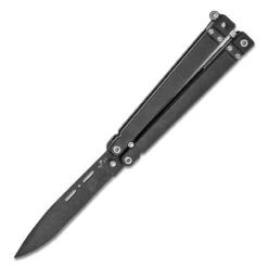 Bear OPS Bear Song II Butterfly Knife B-200-B4-B, 4.50" 1095 Carbon Black Powder Coated Clip Point Blade, Black G-10 Handle