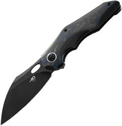 Bestech Nogard Black Ti / Blue CF (3.38" M390 Black) BT2105B