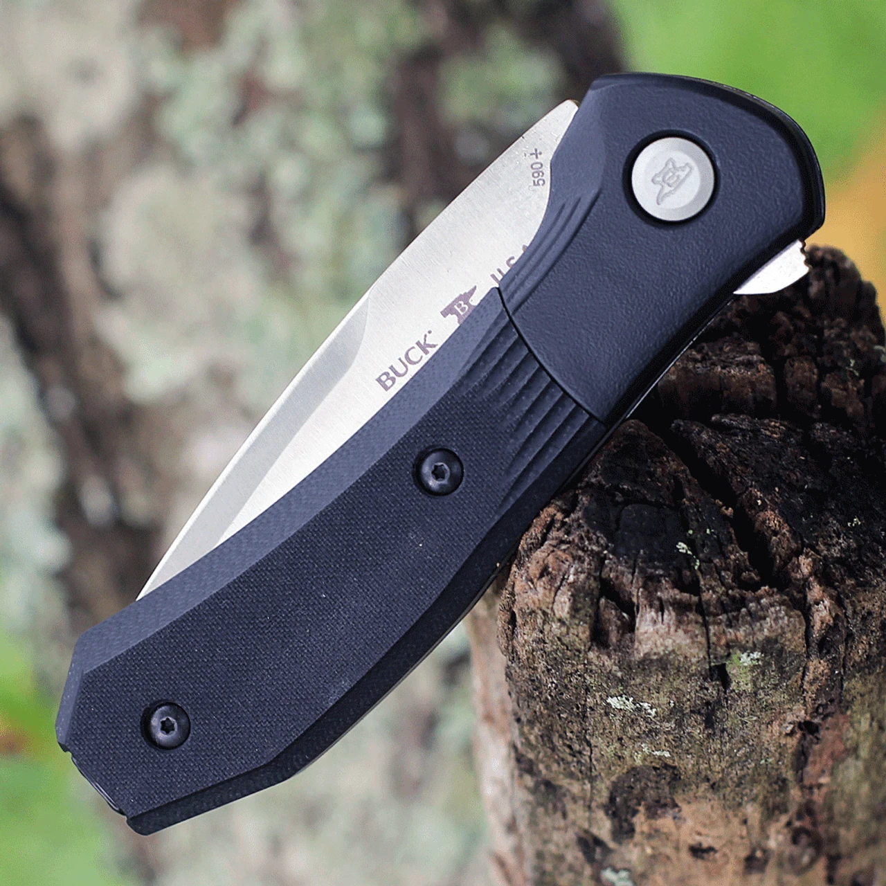 Buck Knives Buck Paradigm Assisted Open Knife 590BKS-B, 3" S35VN Satin Plain Blade, Black Textured G-10 Handles - Image 3