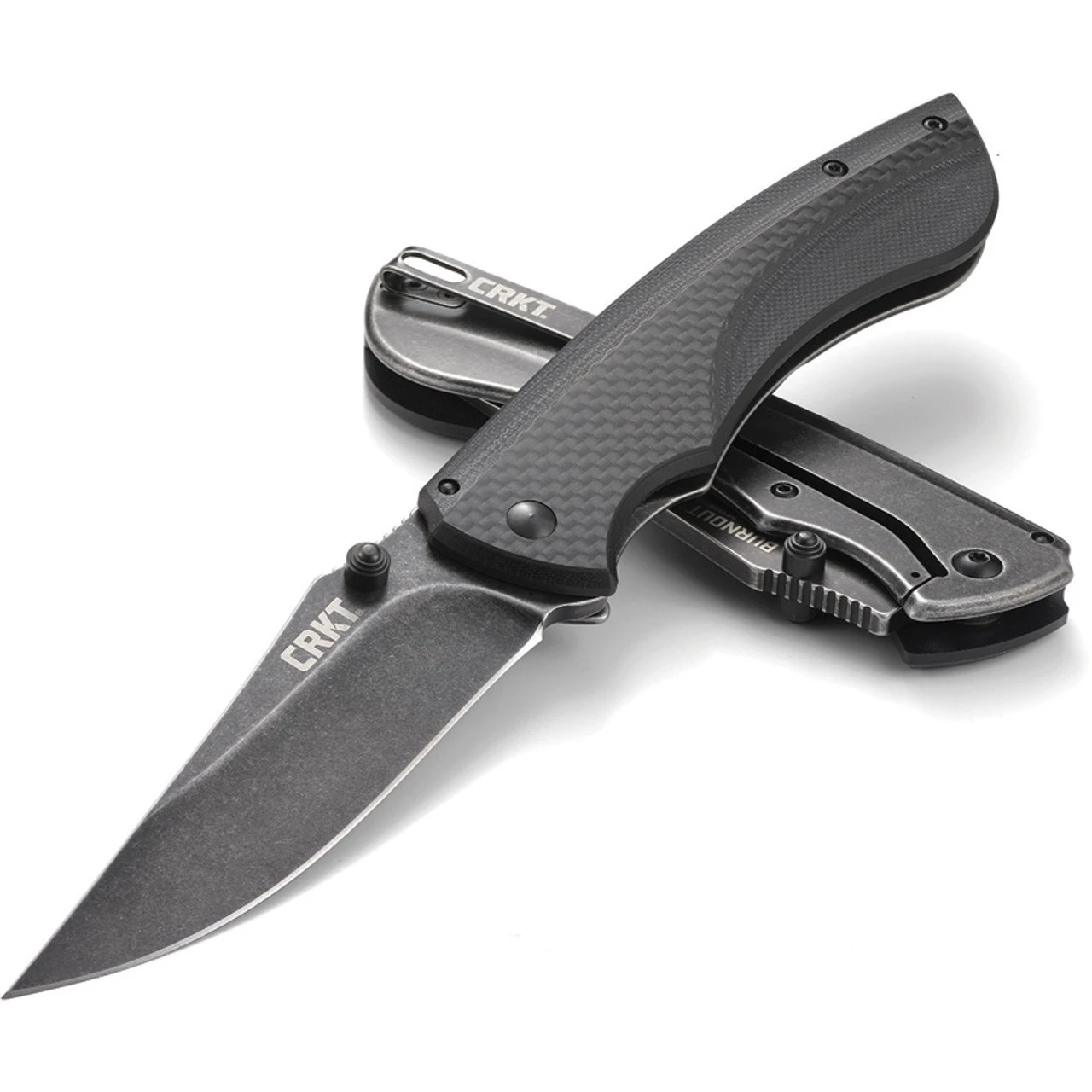 CRKT Burnout Framelock CR4123K, 3.660" 8Cr13mOV Plain Blade, Black Carbon Fiber G10 Base With 3Cr13 On The Back Handle - Image 3
