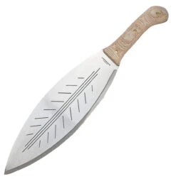 Condor Big Leaf Machete CTK3932-13.5HC, 13.5" 1095 High Carbon Polished Machete, Brown Micarta Handle, Brown Leather Sheath