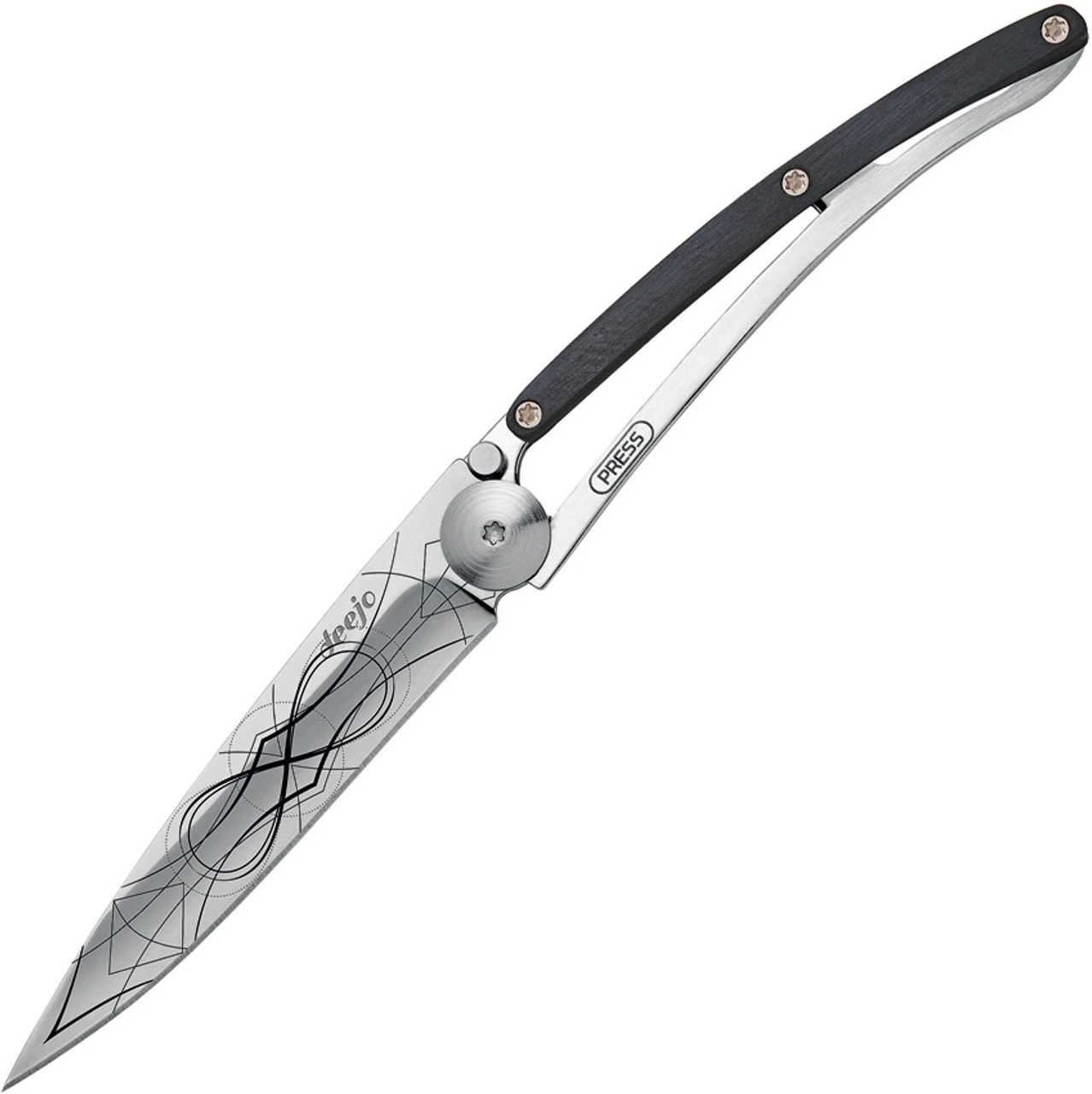 Deejo 27G Infinity Blade Tattoo, 3" Z40C13 SS Blade, Ebony Handle