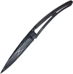 Deejo 27g Tattoo Infinity DEE9GB102, 3" Z40C13 Black Titanium Coated Plain Blade, Ebony Wood Handle