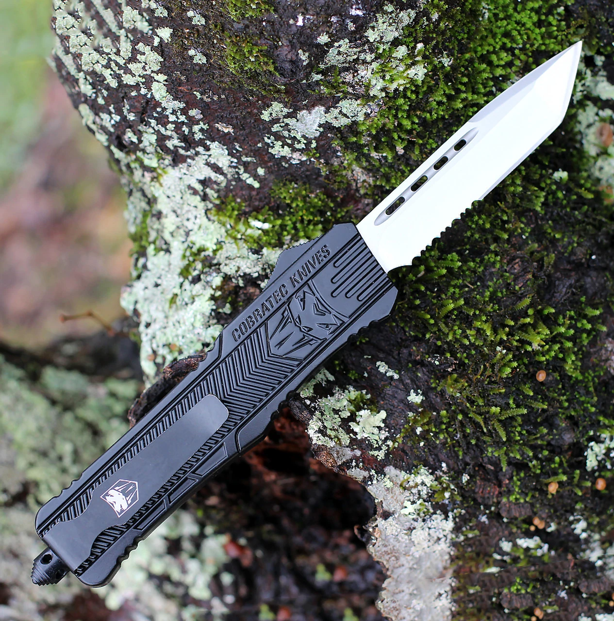 CobraTec Knives Tanto Large CTK-1 Black (3.75" D2) LBCTK-1LTS - Image 2