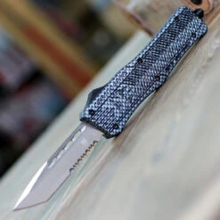 CobraTec Knives MCFCTK-1MTS Medium CTK-1 Carbon Fiber Wrap, 3.0" D2 Steel Tanto Serrated Blade