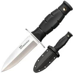 Cold Steel Mini Leather Neck Double Edge CS-39LSAC, 3.5" 8Cr13MoV Double Edge Spear Point Plain Blade, Black Long Kray-ExHandle