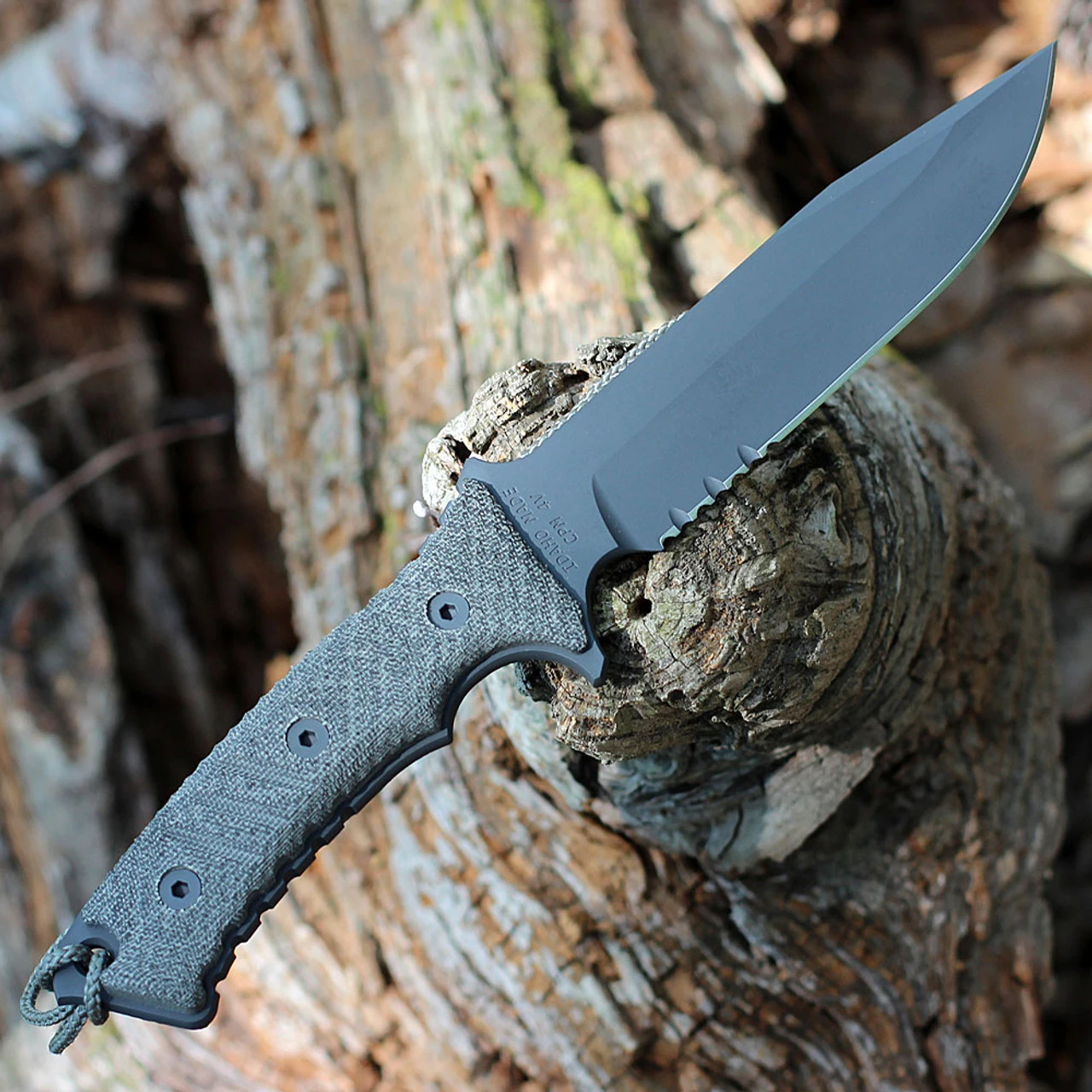 Chris Reeve Pacific, 6" CPM 4V Part Serrated Blade, Sandblasted Black Canvas Micarta Handle (PAC-1001) - Image 2