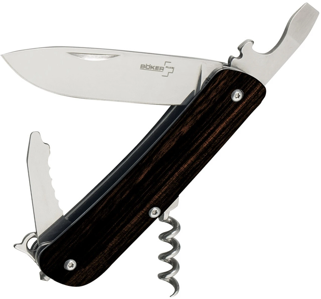 Boker Plus Tech Tool 2 BOP01BO846, 2.8" 12C27 Plain Blade, Ebony Wood Handles, Multi-Tool - Image 2
