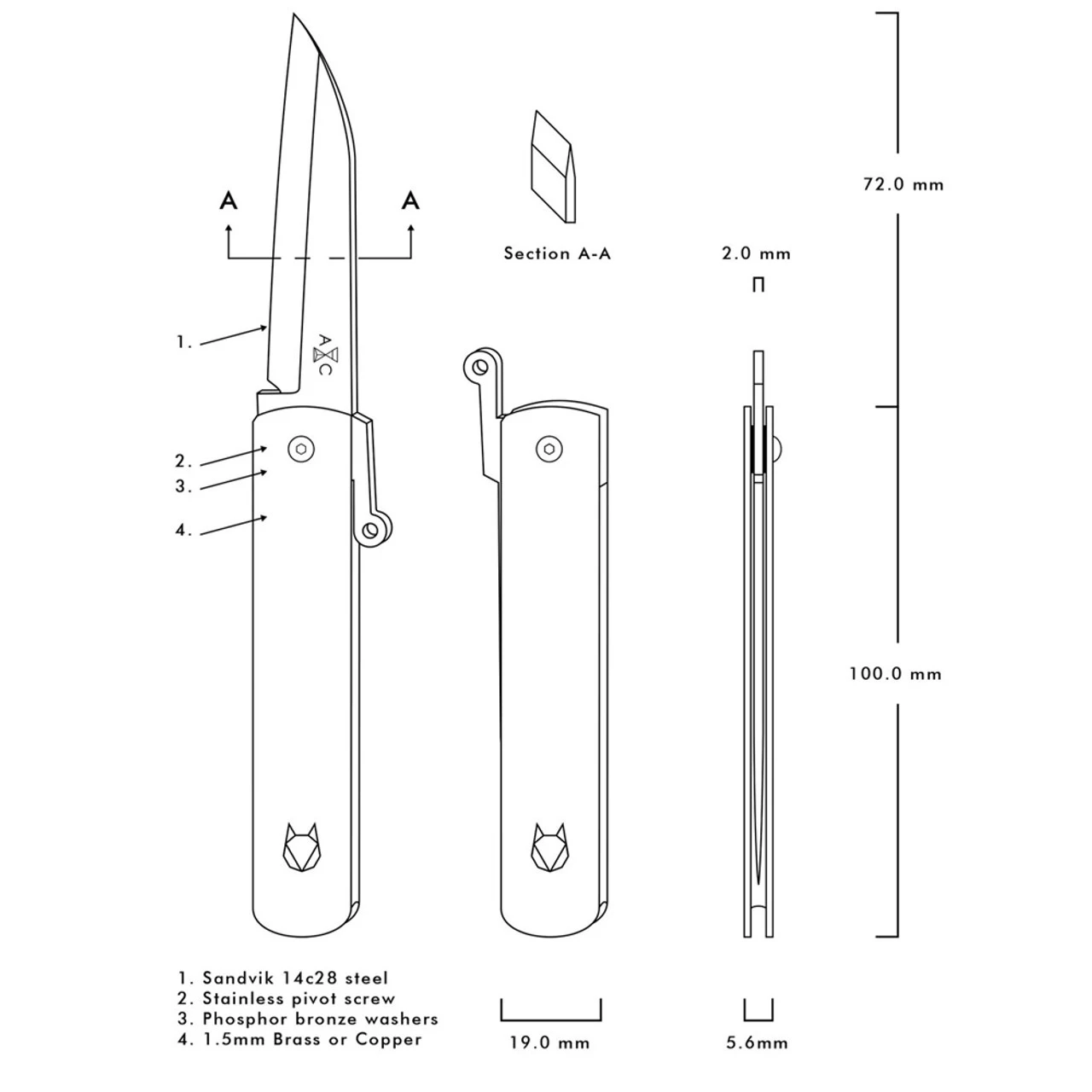 Andersson & Copra Urban Husky - Brass (2.8" Damasteel Dam) ACDAMB - Image 4