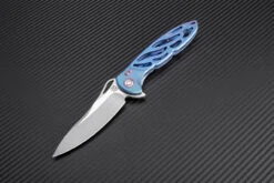 Artisan Dragonfly ATZ1801GBUS, 3.94" S35VN Plain Blade, Blue TC4 Titanium Handle