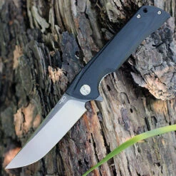 Bestech Paladin BG13A-2, 3.54" D2 Steel Black/Satin Plain Blade, Black G-10 Handle