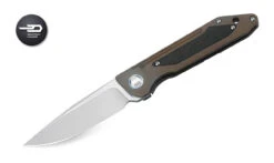Bestech Knives BT1803D SHINKANZEN, 3.54" S35VN Plain Blade, Bronze Titanium Handle W/Carbon Fiber Inlay
