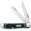 Case 27662 Mini Trapper, 3 1/2" Clip And Spey Blades, Sawcut Hunter Green Bone Handle