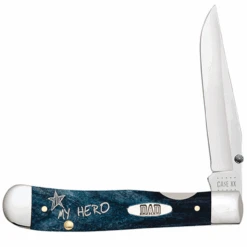 Case Gift Set Dad Kickstart Trapperlock 10591 Smooth Mediterranean Blue Bone Handle (6154AC SS)