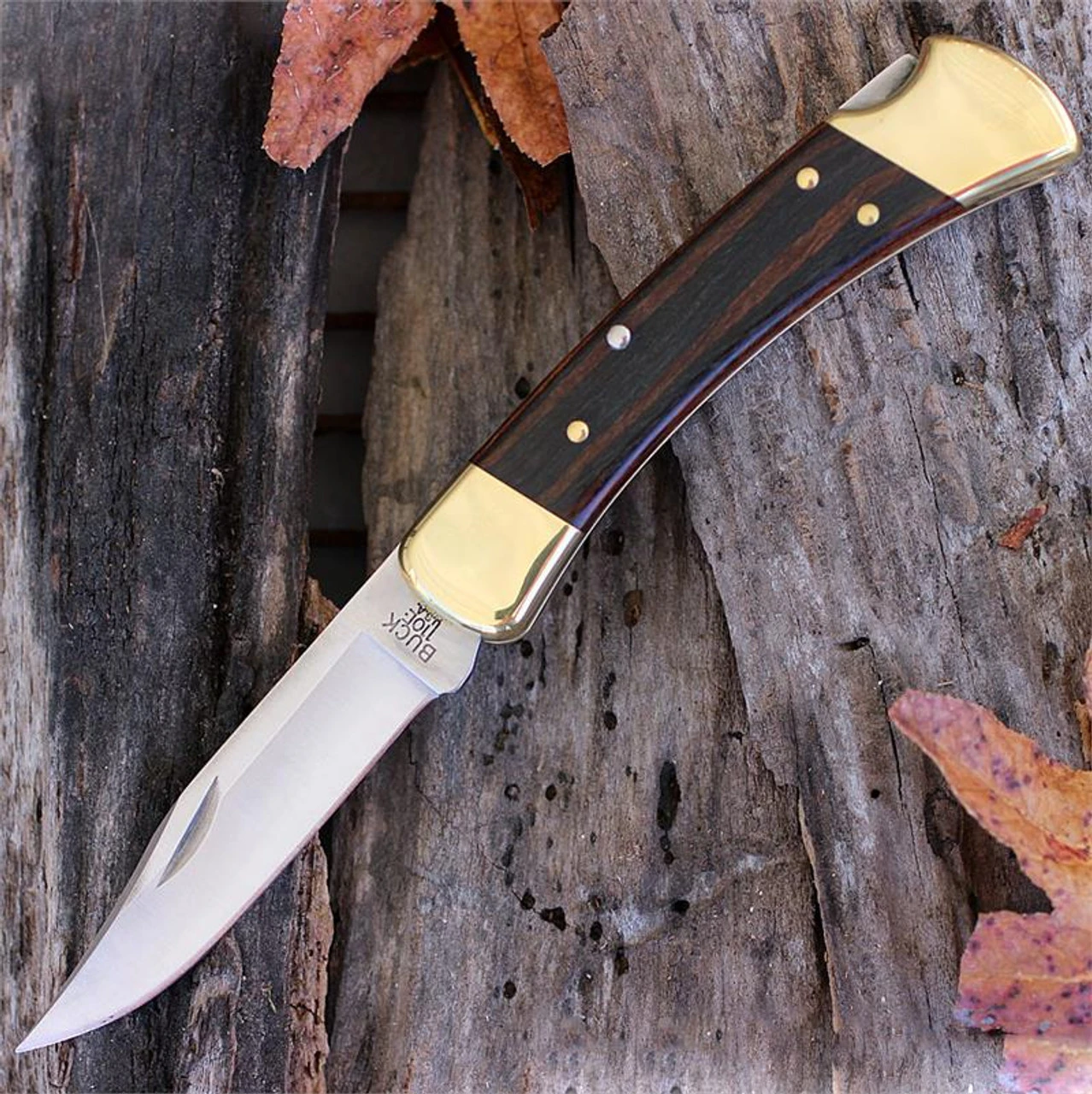 Buck Knives Buck 110BRSCB Folding Hunter, 3.75" 420HC Plain Blade, Woodgrain Handle, Nylon Sheath