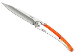 Deejo DEE9AP005 Colors 27g, 3.12" 420 SS Plain Blade, Orange Polycarbonate Handle