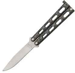 BenchMark Balisong Knife - Silver / Black (3.38" Satin)