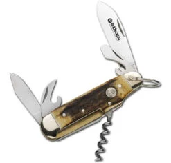 Boker Camp Knife, 4024 Stainless, Genuine Stag Handles