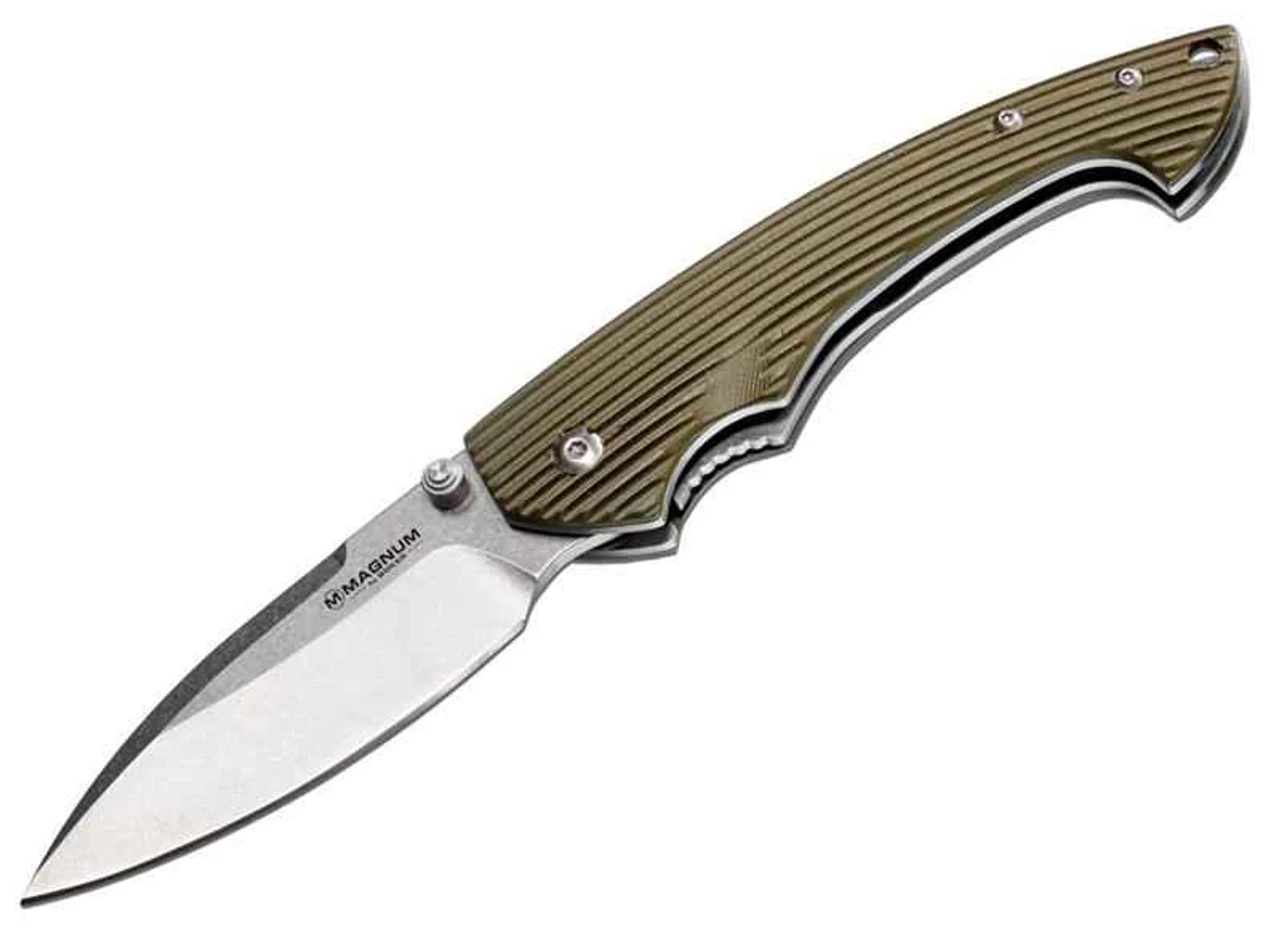 Boker Magnum 2Grip Folder, 440 Stainless, Green G-10 Handle