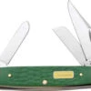 Case John Deere Medium Stockman, Green Synthetic Handle