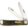 Case 41400 Worm Groove Moss Brown Trapper Brass Bowtie Shield