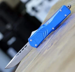 CobraTec Knives LBLUFS-XLDNS Large FS-X Blue, 3.50" D2 Steel Drop Point Blade, Anodized Aviation Aluminum Handle